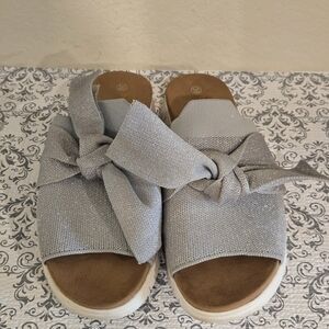 bernie mev. Silver Knot Slide Sandals